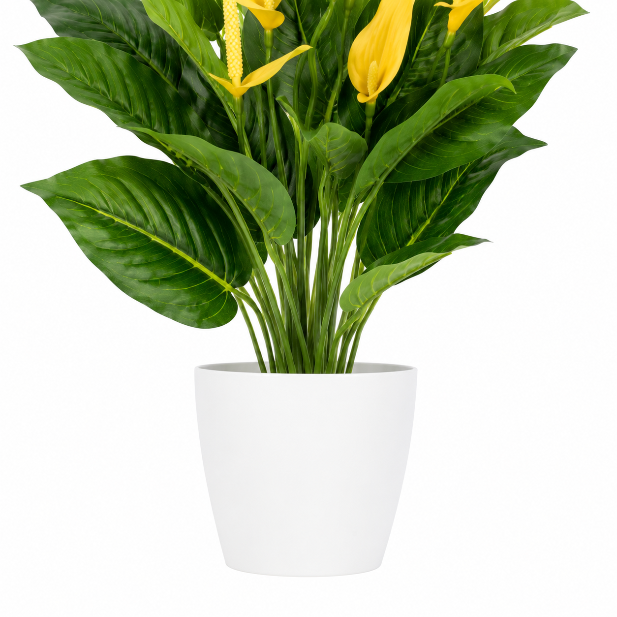 Artificial Yellow Calla Lily Potted Plant in White Plastic Pot