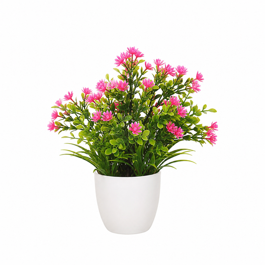 Pink Artificial Flower Potted Plant in Plastic Pot